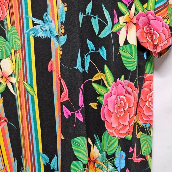 Johnny Was Floral V Neck Top Tee Women Size XL Bamboo - Picture 12 of 15